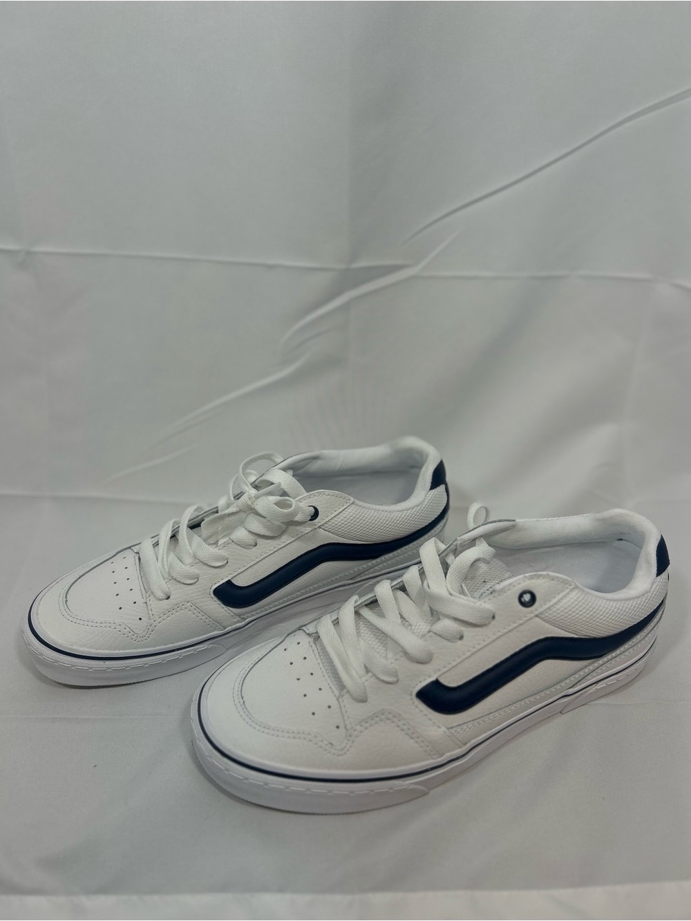 Vans White and Navy Low-Top Sneakers - Picture 2 of 5